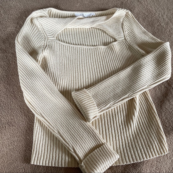 Cream Astr Sweater with a twist neckline - Picture 1 of 4